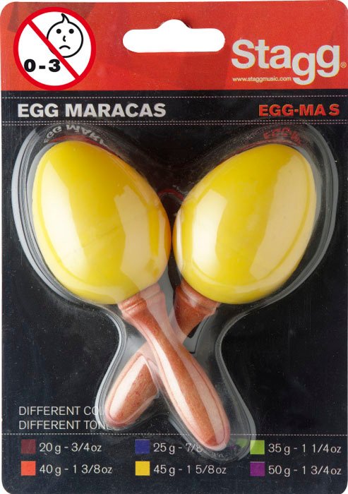 PAR DE HUEVOS RITMICOS STAGG MANGO CORTO EN BLISTER-40 GRAMOS-COLOR AMARILLO SEGMSYW