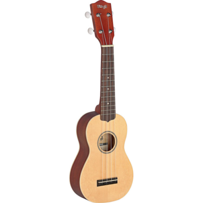Ukelele Stagg Soprano Cedro Macizo-Aros Y Fondo Caoba Us60