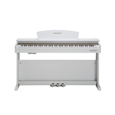 M90 Piano Kurzweil 88 Notas Hammer Action-16 Demos-64 Voces Polifonia-2 Parlantes 15W-Banqueta Incluida-3 Pedales-Color Blanco M90Wh