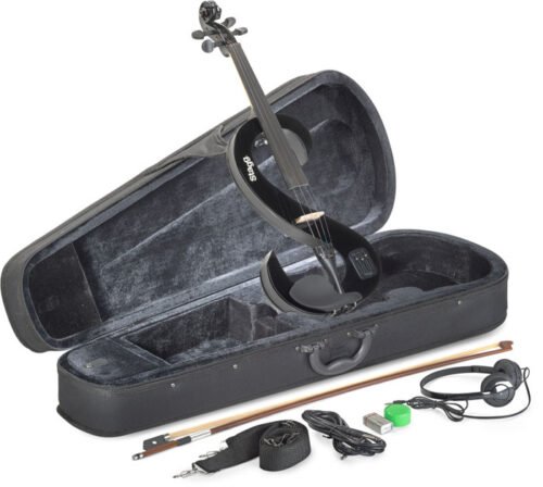 VIOLIN ELECTRICO STAGG INCLUYE ESTUCHE-AURICULARES-ARCO COLOR NEGRO