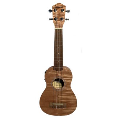 Ukelele Leonard Soprano Quilt Okume 21" Con Eq - Con Cuerdas Aquila Y Funda - Color Natural Mate Uk29Sne
