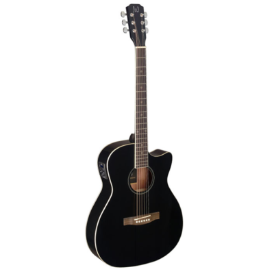 Guitarra Stagg Electroacustica Con Corte-Tapa De Pino Maciza-Clav. Blindadas Eq 5 Bandas-Color Negra Besacebk