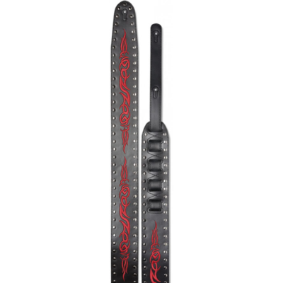 Correa Stagg De Cuero Negra Con Tribal Rojo Sll21Blk