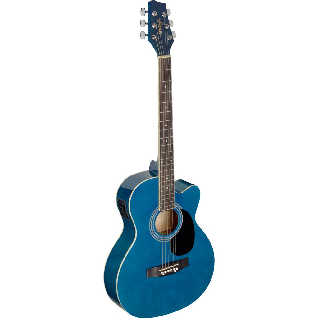 Guitarra Electroacustica Stagg Con Corte-Eq 5 Bandas Con Afinador-Color Azul Sa20Acebl