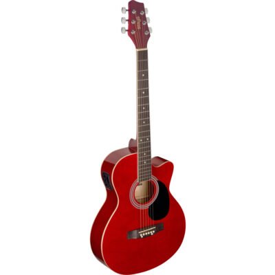 Guitarra Electroacustica Stagg Con Corte-Eq 5 Bandas Con Afinador-Color Rojo Sa20Acered