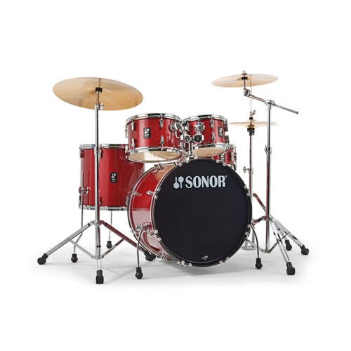 BATERIA SONOR AQX "STAGE" POPLAR-22"X16"-10"X7"-12"X8"- 16"X15"-RED.MADERA 14"X5.5"-INC PLATILLOS B8 X 3-HARDWARE-COLOR RED MOON SPARKLE