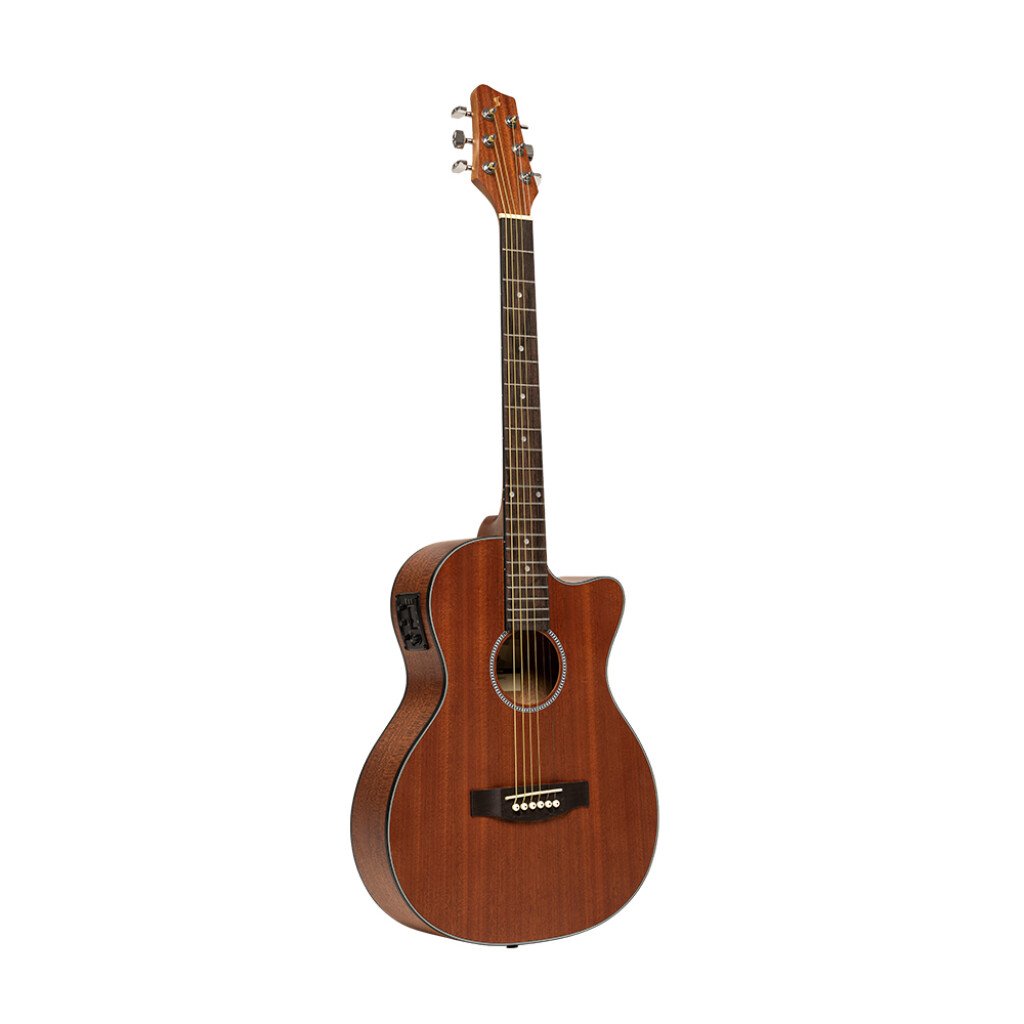 Guitarra Electroacustica Stagg Caoba Con Corte-Eq 5 Con Afinador- Color Natural Sa25Acemaho