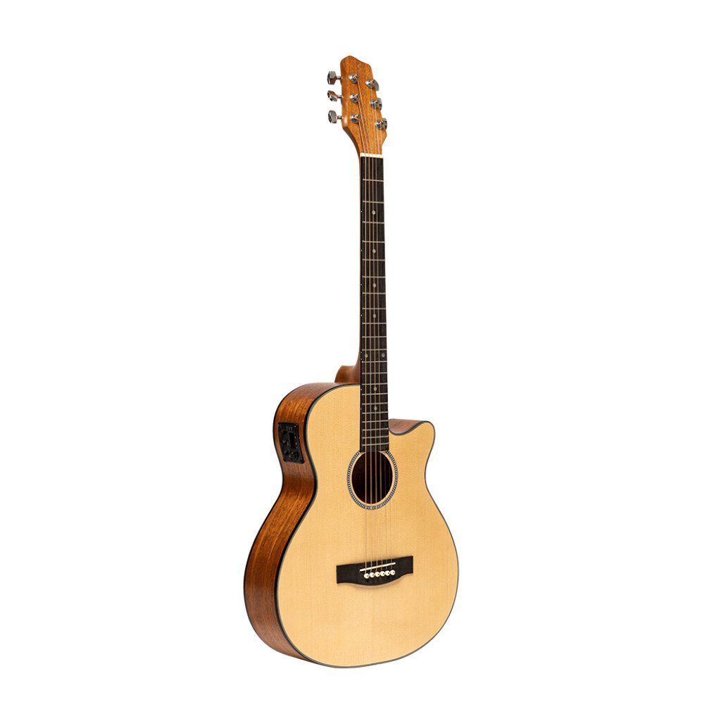 Guitarra Electroacustica Stagg Pino Con Corte-Eq 5 Con Afinador- Color Natural Sa25Acespruce