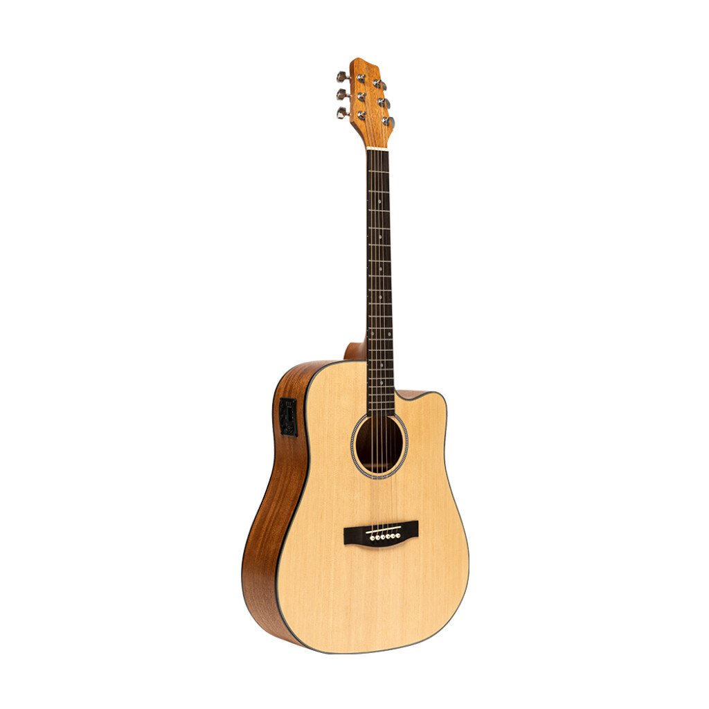 Guitarra Electroacustica Stagg Folk Pino Con Corte-Eq 5 Con Afinador- Color Natural Sa25Dcespruce