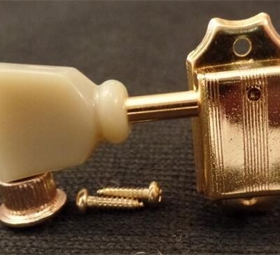 Clavijero De Electrica 3+3, Vintage Dorada, En Cajita, Perilla Perlada Shimura 272G-M7G 3+3