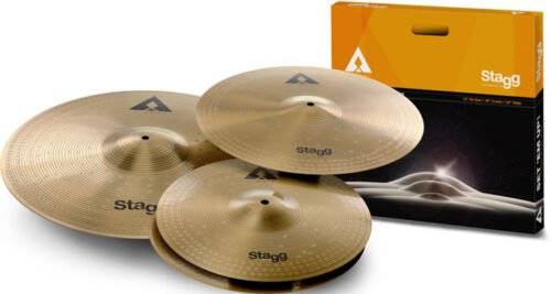 SET DE PLATILLOS STAGG INCLUYE HI HAT 14" + CRASH 16" + CRASH RIDE 20"