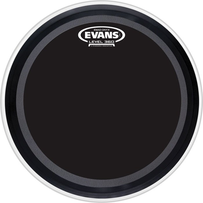 PARCHE EVANS 22" ONYX ARENADO COLOR NEGRO PARA BOMBO