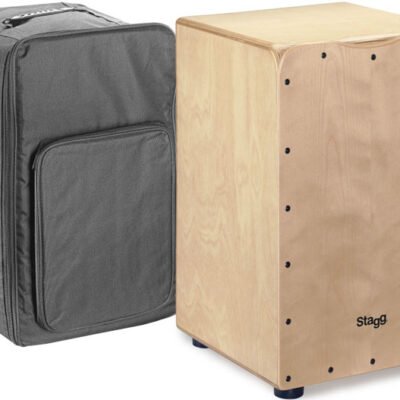 Cajon Stagg Con 2 Pares De Cuerdas Ajustables + Funda Y Llave De Afinar-Tapa Color Natural Caj50Mn