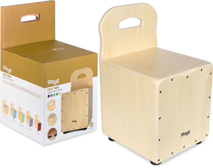 Cajon Stagg Para Chicos Con Respaldo-Tapa Color Natural Cajkidn