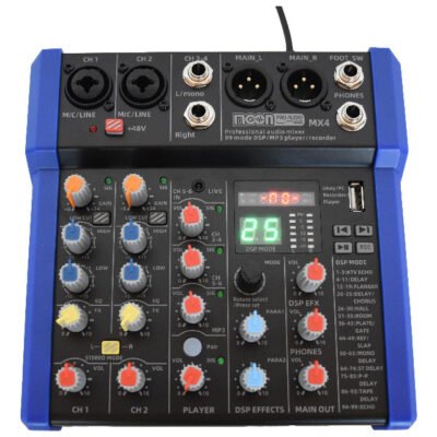 Mixer Dj Moon 4 Canales C/99 Efectos Dsp 24 Bit /Mp3/Usb Bt Mx4