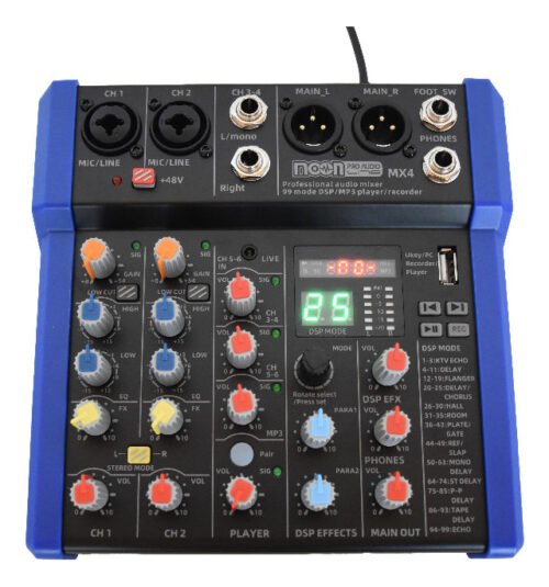 Mixer Dj Moon 4 Canales C/99 Efectos Dsp 24 Bit /mp3/usb Bt