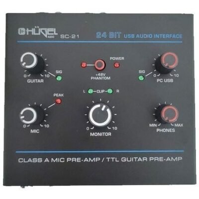 Consola Mixer Interfaz Hügel 2 Canales Pc Usb Guitarra Cuota Sc-21