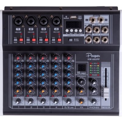 Consola Mixer Potenciada Parquer 6 Canales 125W Por Lado Kw-06Upp