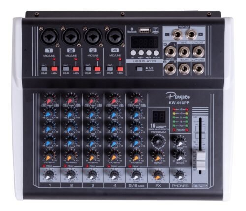 Consola Mixer Potenciada Parquer 6 Canales 125w Por Lado