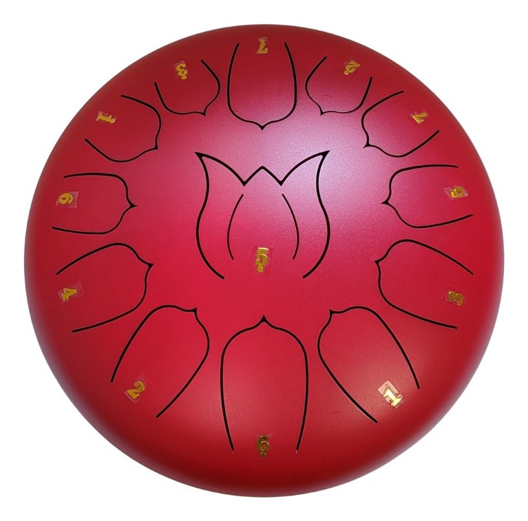 STEEL TONGUE DRUM 12 PULGADAS 13 TONOS ROJO MEDITACION TD12-13RED