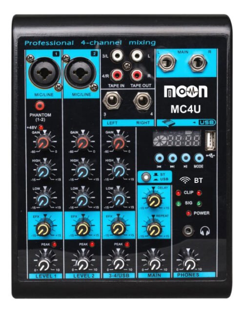 Mixer Interface De 4 Canales Fx Usb Bt Phantom Moon Mc4u