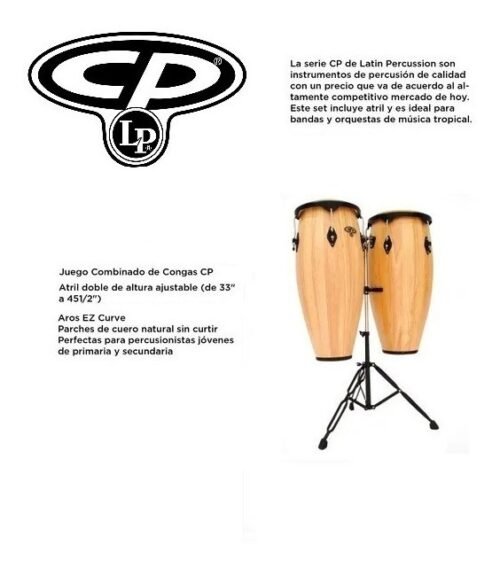 Lp Cp640awb Set De Congas 10 Y 11 Natural Wood + Soporte - Imagen 2