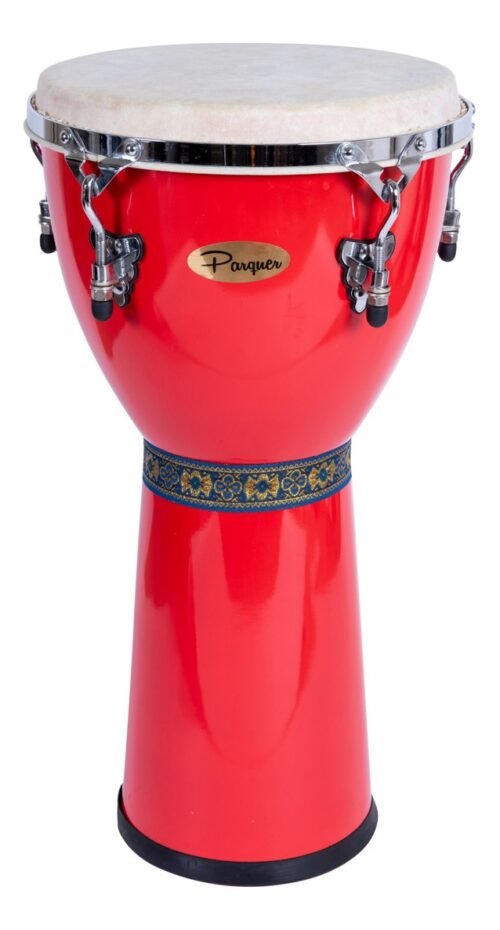 Djembe Parquer Custom De Madera Rojo Parche Sintetico