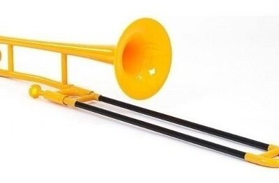Trombon Tenor Abs Plastico Parquer Amarillo Funda Soporte 1-Yellow