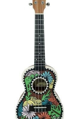 Ukelele Concierto Parquer Diseño Rio Flores Abeto Funda Uk-27Bw