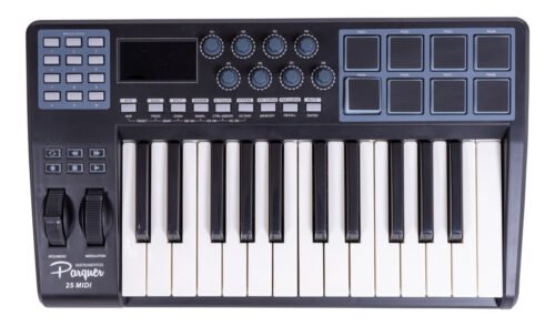 Controlador Midi Parquer 25 Teclas 8 Pads Lcd