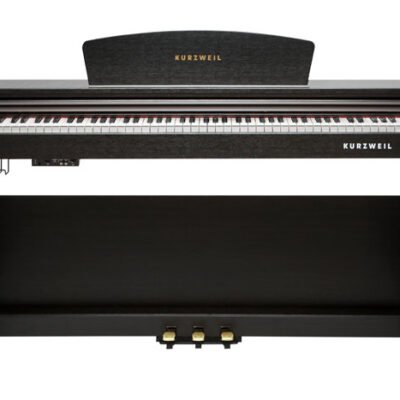 M90 Piano Kurzweil 88 Notas Hammer Action-16 Demos-64 Voces Polifonia-2 Parlantes 15W-Banqueta Incluida-3 Pedales-Color Marron M90Sr