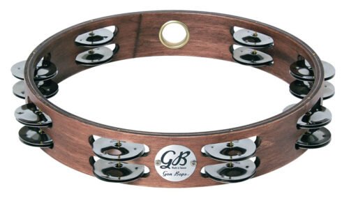 10" TAMBORINE GON BOPS DE MADERA CON DOBLES SONAJAS  SIN PARCHE