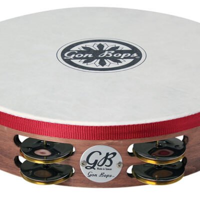 10" Tamborine Gon Bops De Madera Con Dobles Sonajas Con Parche Ptamwh2