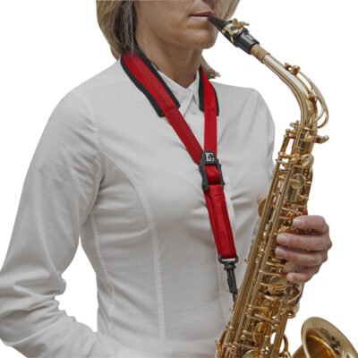 Correa Bg Saxo Alto-Tenor Con Gancho Plastico Snap Y Alcochado Algodon-Large Color Rojo S19Sh