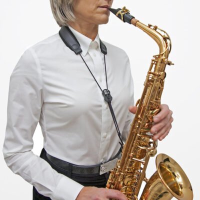 Correa Bg Saxo Alto-Tenor Soga Con Cuello De Cuero Acolchado Con Gancho Metal-Cuero S20M
