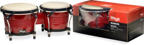 BONGO STAGG LATINO DE MADERA 6.5" 7.5"-CON LLAVE DE AFINACION-COLOR CHERRY
