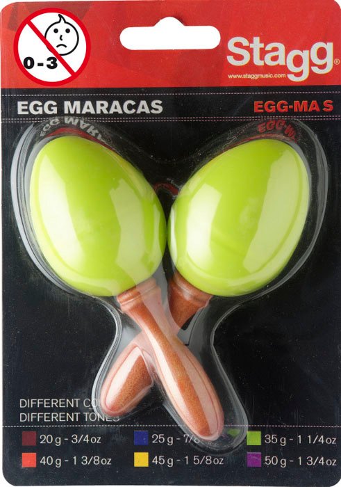 PAR DE HUEVOS RITMICOS STAGG MANGO CORTO EN BLISTER-35 GRAMOS-COLOR VERDE SEGMSGR