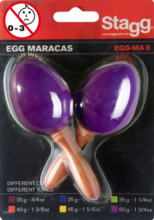 PAR DE HUEVOS RITMICOS STAGG MANGO CORTO EN BLISTER-25 GRAMOS-COLOR PURPURA SEGMSPP
