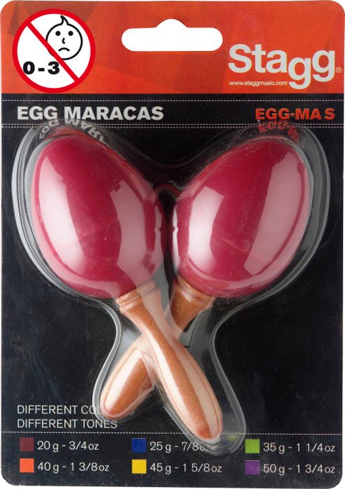 PAR DE HUEVOS RITMICOS STAGG MANGO CORTO EN BLISTER-20 GRAMOS-COLOR ROJO SEGMSRD