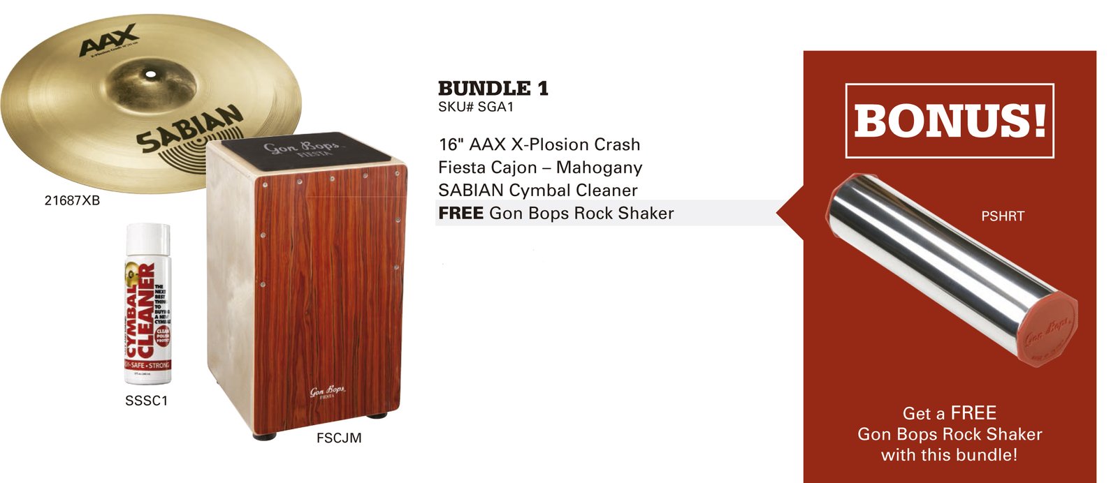 PACK PERCUSION INCLUYE CAJON FIESTA GON BOPS FSCJM-AAXPLOSION 16"-LIMPIADOR PLATILLOS-SHAKER PSHRT GRATIS