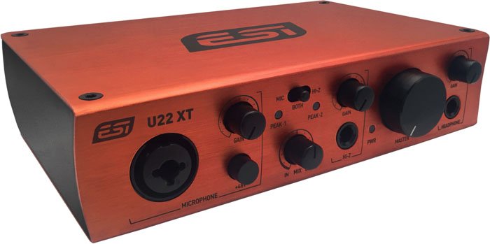 PLACA DE AUDIO ESI 2 INPUT/2 OUTPUT-USB 2.0 24BIT/96KHZ-48V PHANTOM -USB-INPUTS MIC-GUITARRA-LINEA U22XT