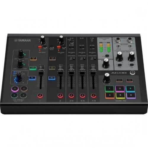 YAMAHA AG08B  CONSOLA NEGRA DE 8 CANALES ANDROID IOS +48V