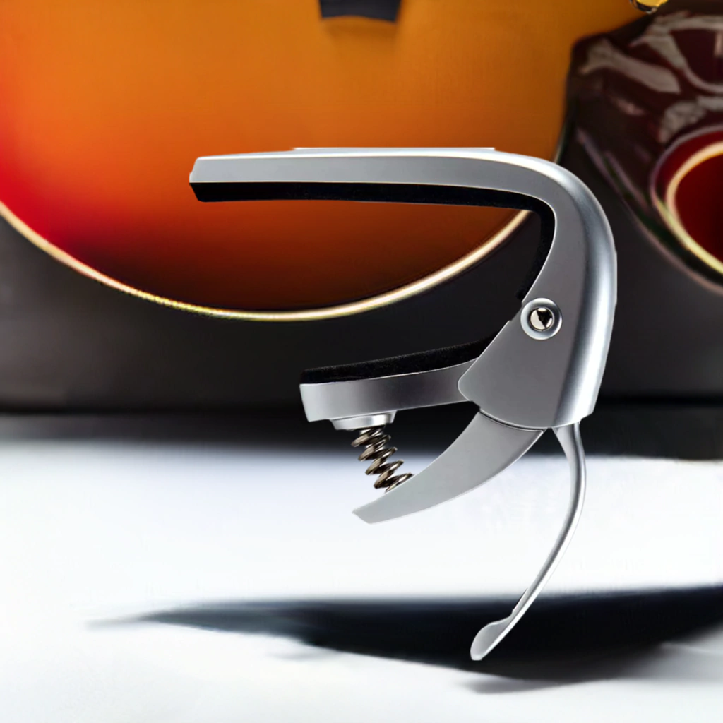 Capo Flamma Fgc01 Plateado Para Guitarra Eléctrica, Ukelele, Mandolina, Banjo