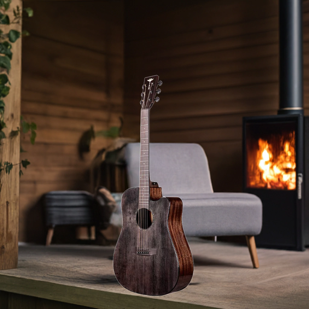 Guitarra Electroacustica Tyma D3C Bks Con Fishman