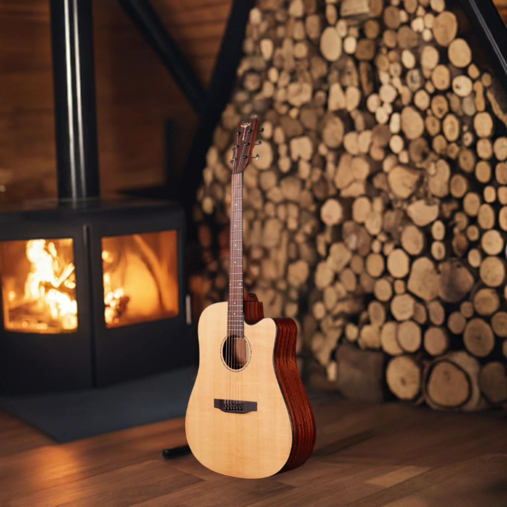 Guitarra Electroacustica Tyma D3C Ns Con Fishman