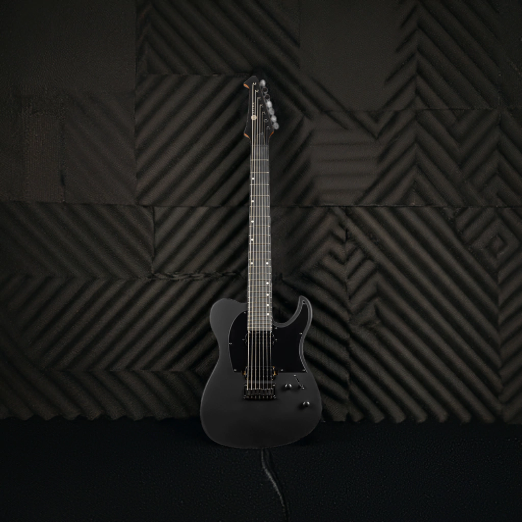 Guitarra Electrica Spira T407 Mbk Black Satin Telecaster 7 Cuerdas