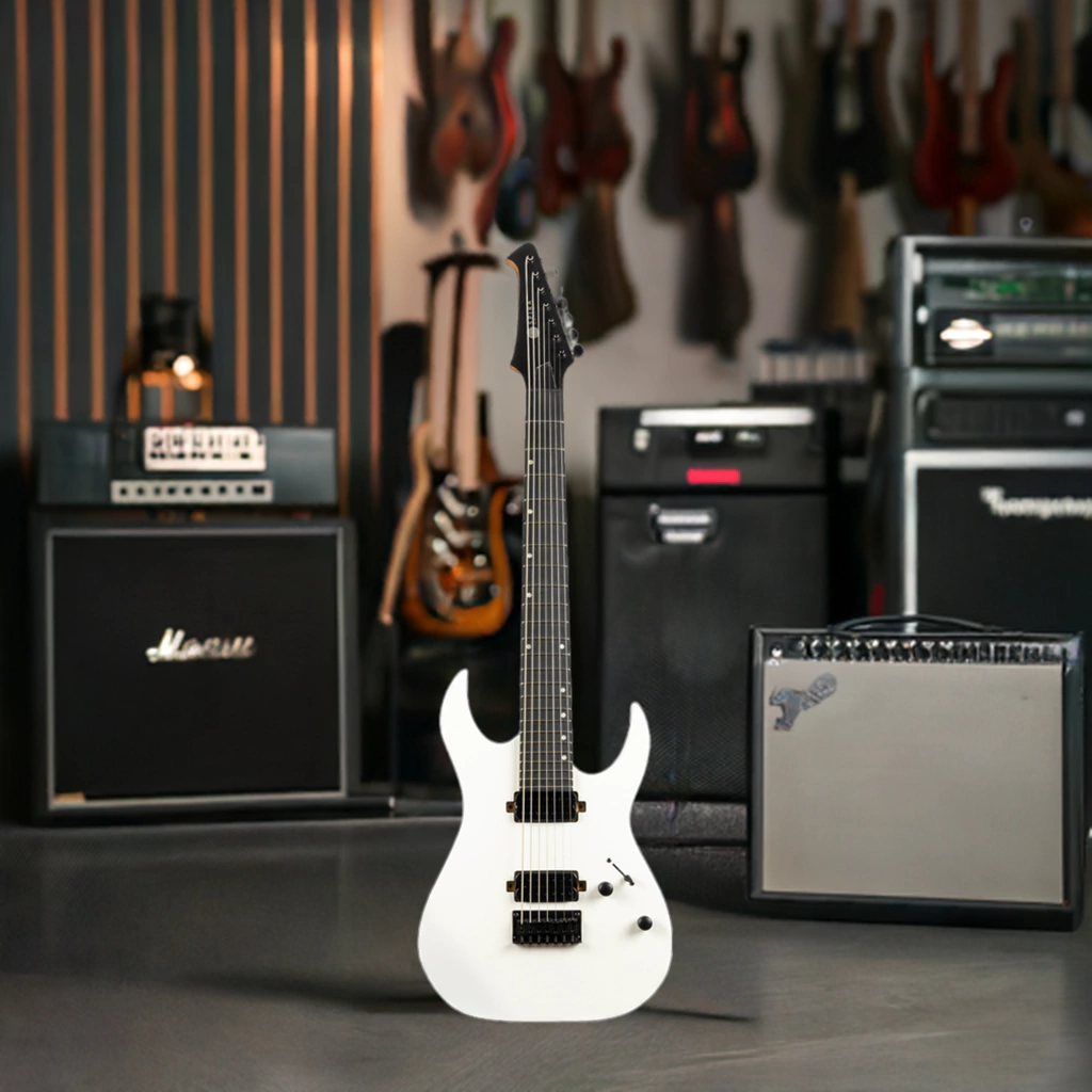 Guitarra Electrica Spira S407 Mwh White Satin 7 Cuerdas