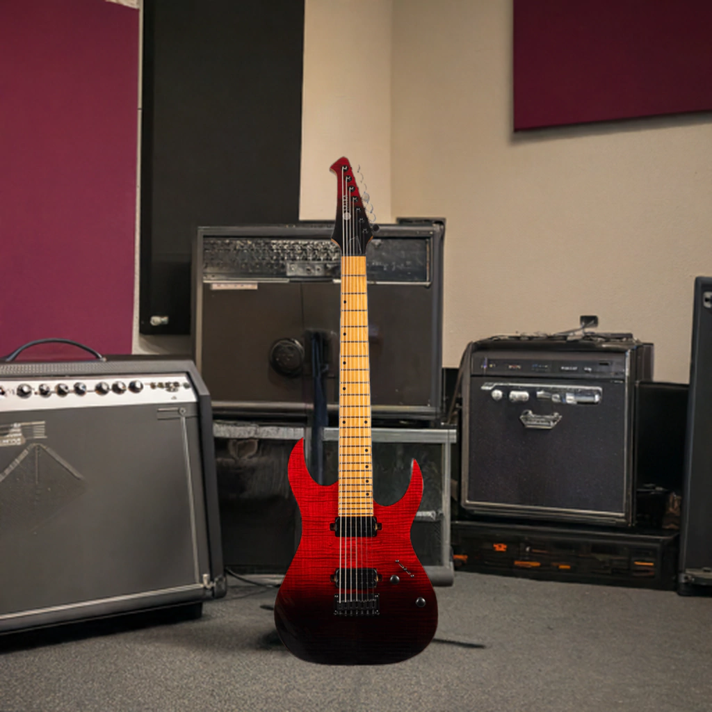Guitarra Electrica Spira S457 Trd Trans Red Gloss 7 Cuerdas