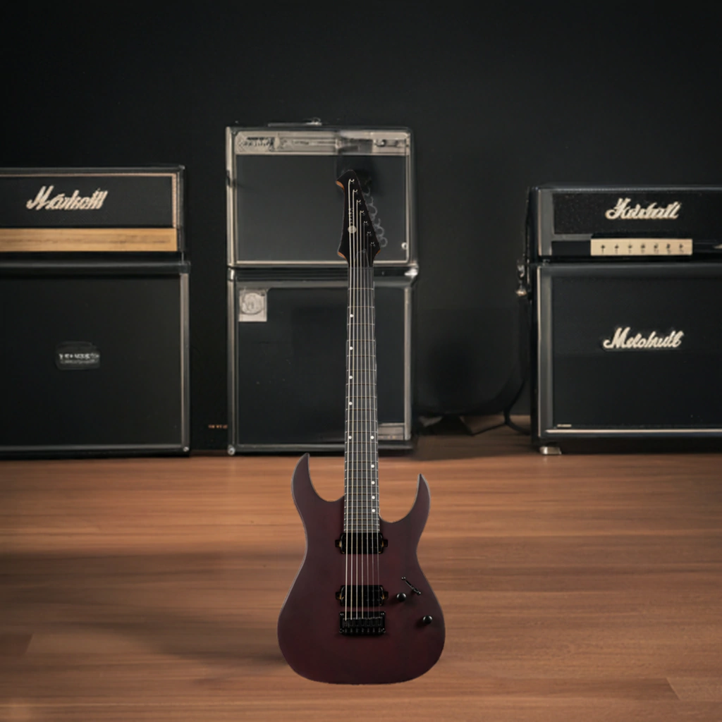 Guitarra Electrica Spira S407 Mwr Wine Red Satin 7 Cuerdas