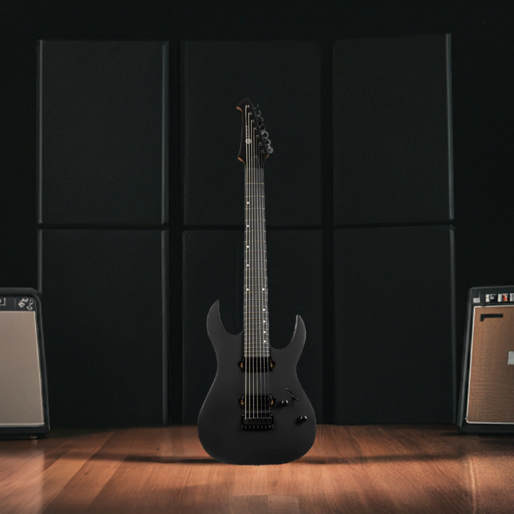 Guitarra Electrica Spira S407 Mbk Black Satin 7 Cuerdas
